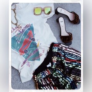 LPA 194 Shorts Multi Party Multicolor Sequin Stripe Track Shorts Revolve